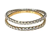 18K GP Stainless Steel CZ Stretch Tennis Bracelet