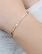 3MM Gold Bead & Pearl Strand Bracelet