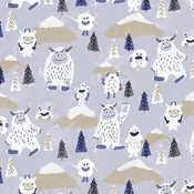 3 Wishes Fabric - Catch Me If You Can - Snowy Pals - Blue - Yardage