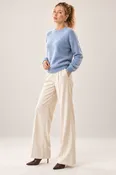 Brushed Cashmere-Silk Wool Crewneck Sweater
