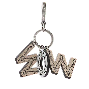 3 Letter wow Leather Charm - Beige