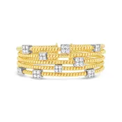 18k Yellow Gold 5 Row Diamond Cuff Bracelet