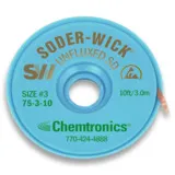 Chemtronics 75-3-10 Solder Wick, Unfluxed, 0.080" x 10 ft. Roll, #3, Green Label