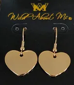 Personalized Polished Gold Heart  Monogram Engraved Earrings