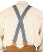 1860s Cotton X-Back Suspenders - Taupe Stripe