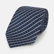 Ash Beaded Ticking Stripe Printed Silk Tie