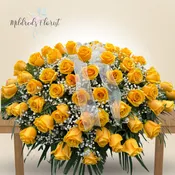 Golden Sunset Rose Deluxe Casket Spray