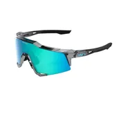 100% SPEEDCRAFT MLB Authentic Sunglasses – Polished Translucent Grey Frame with Blue Topaz Mirror Lens | Performance Sports Eyewear | SKU 60007-10076