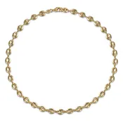 14K Yellow Gold Plated Anchor Puff Marina Chain Choker Necklace 15 Inch