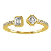 14 KT Asscher Shape Yellow Gold Diamond Ring