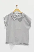 25" Pointed Collar Seersucker Top