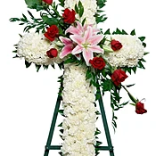 White Cross Standing Spray