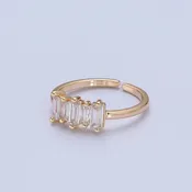 Adjustable Gold Baguette Stone Ring