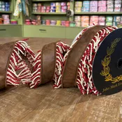 John Mark Pleather Fringe Wired Ribbon - Maroon, 4" x 10 yd