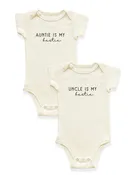 2 Pack - Auntie is my Bestie + Uncle is my Bestie Organic Cotton Baby Bodysuits
