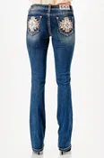 Grace In LA Women's Aztec & Stud Curvy Bootcut Jeans