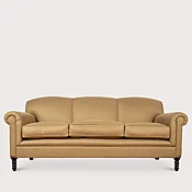 198cm Medium Full Scroll Arm Signature Sofa in Chamois Basketweave Linen