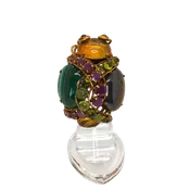 Amber Malachite Lady Bug Ring (RGBG-5M)