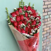 Long Stem Red Roses Wrap 3 Dozen
