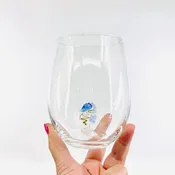 16 oz Large Pour Wine Glass, Swirled Seahorse