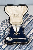 1921 English Silver Egg Cup & Spoon Set