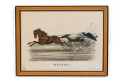 American Victorian Figures And Horses Lithograph