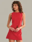525 America Nicolette Fitted Button Front Vest - True Red