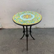20” Italian Volcanic Table – Full Geometric Orange