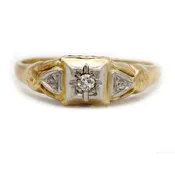 1950s .10 Carat Mid-Century Diamond Engagement Ring with Heart Motif