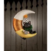 Bethany Lowe 15.75" Party Kitty in Candy Corn Moon Hanging Halloween Decoration TD1193