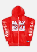 QUALITY FUNK WORLDWIDE DISTRESSED APPLIQUÉ ZIP-UP - RED