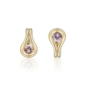 Limited Edition - Comet Huggie Hoop Earrings in 18K Yellow Gold & Malaya Garnet