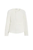 CREPE KNIT CURVED HEM JACKET - CREAM