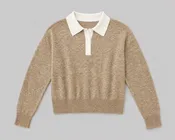 Colorblock Polo Sweater - Oatmeal