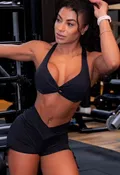 Be Fit Black Pocket Scrunch Butt Shorts with Bra Top Set