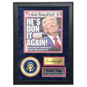 Donald Trump Framed Original 2024 Presidential Election NY Post Newspaper 11/6 FACS Autograph