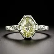 1.51 Carat Natural Fancy Yellow Octagonal Diamond Ring - GIA