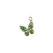 14K Gold Diamond & Emerald Baguette Butterfly Charm