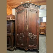 Antique French Louis XV Provincial Carved Oak Armoire