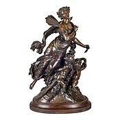 A Fine Quality French Patinated Bronze Figural Group on Bronze by M. Moreau