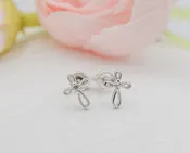 Cherished Moments Sterling Silver Screw-Back Infinity Cross Baptism Earrings
