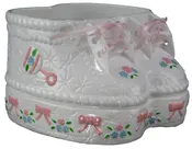 #DL-11B -Plastic Baby Bootie Container w/liner (Pink)