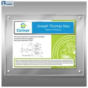 3DLucite® HD Color Patent Plaque – 11" x 14" Floating Presentation with Dual-Sided Plates