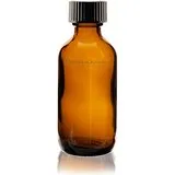 2 oz., Amber, Boston Round Glass Bottle with Black Cap