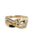 10KT Yellow Gold Wave of White &amp; Yellow Diamond Ring Size 9