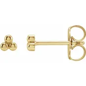 14K Yellow Gold Three-Bead Stud Earrings