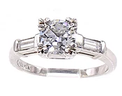 0.91 Carat Old European Cut GIA Certified Diamond Platinum Engagement Ring