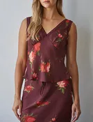 Allison Burgundy Floral + Lace Sleeveless Top