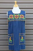 Blue Plaid Cross-Stitch Embroidered Apron