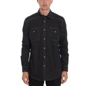 CAV-Long Sleeve Outline Stitch Button Down Shirt